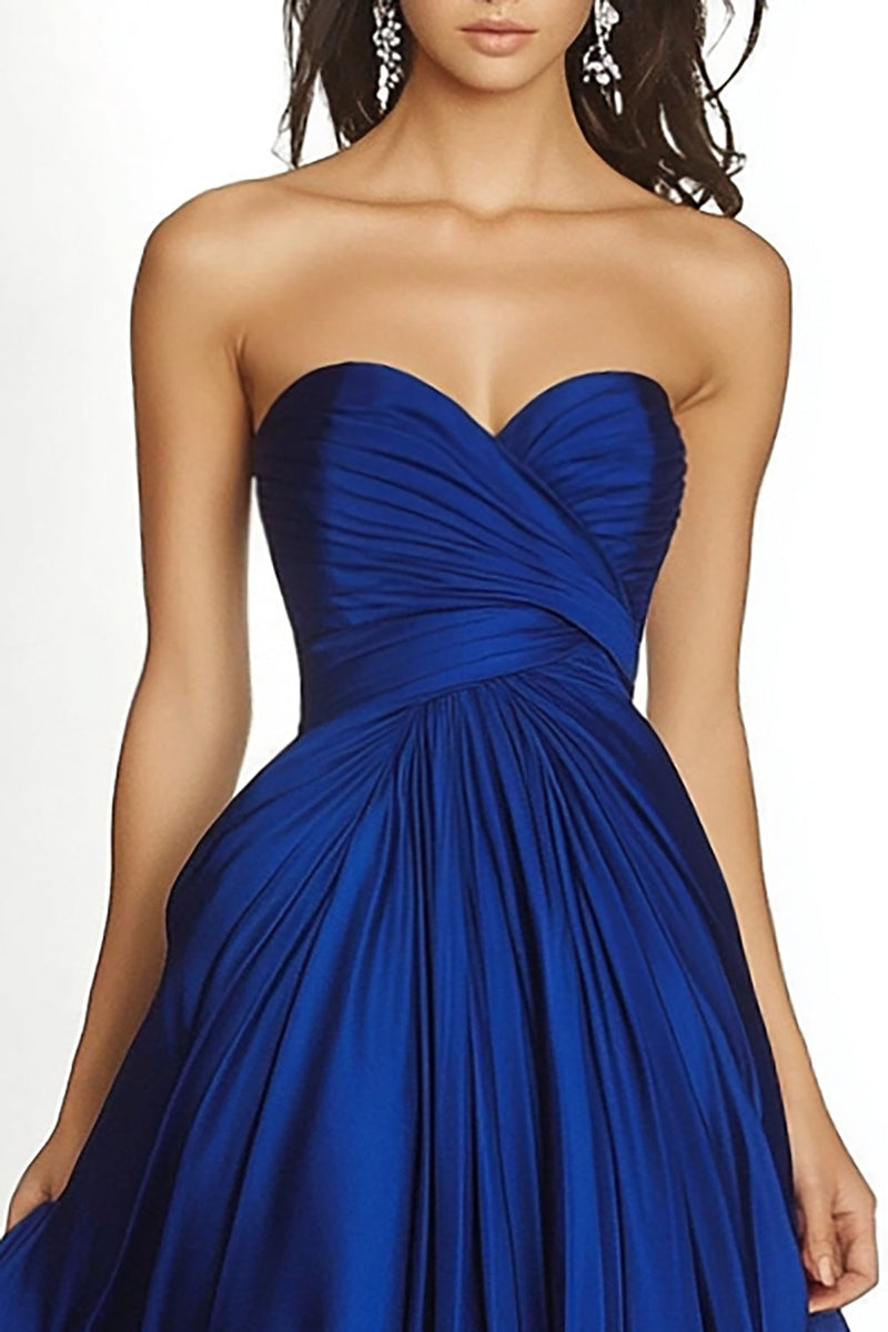 Load image into Gallery viewer, Royal Blue Sweetheart A Line Pleated Chiffon Long Formal Dress