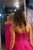 Load image into Gallery viewer, Fuchsia A Line Strapless Long Formal Dress With Embroidery