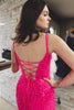 Load image into Gallery viewer, Sparkly Fuchsia Corset Sequins Long Mermaid Formal Dress with Slit