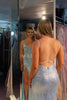 Load image into Gallery viewer, Glitter Light Blue Mermaid Backless Long Formal Dress With Slit