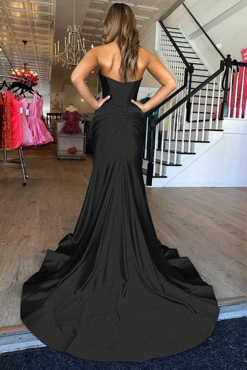 Dark Green Mermaid Sweetheart Long Formal Dress with Slit