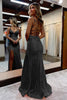 Load image into Gallery viewer, Glitter Black Beaded Mermaid Lace-Up Long Formal Dress with Slit