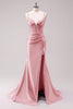 Load image into Gallery viewer, Sparkly Fuchsia Beaded Corset Formal Dress with Slit