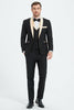 Load image into Gallery viewer, Black and Champagne 3 Piece Shawl Lapel Men&#39;s Fomal Suits