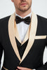 Load image into Gallery viewer, Black and Champagne 3 Piece Shawl Lapel Men&#39;s Fomal Suits