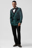 Load image into Gallery viewer, Dark Green Jacquard Peak Lapel 2 Pieces Men&#39;s Formal Suits