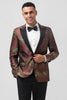 Load image into Gallery viewer, Brown 2 Pieces Jacquard Peak Lapel Slim Fit Men&#39;s Formal Suits