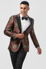 Load image into Gallery viewer, Brown 2 Pieces Jacquard Peak Lapel Slim Fit Men&#39;s Formal Suits