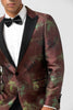 Load image into Gallery viewer, Brown 2 Pieces Jacquard Peak Lapel Slim Fit Men&#39;s Formal Suits