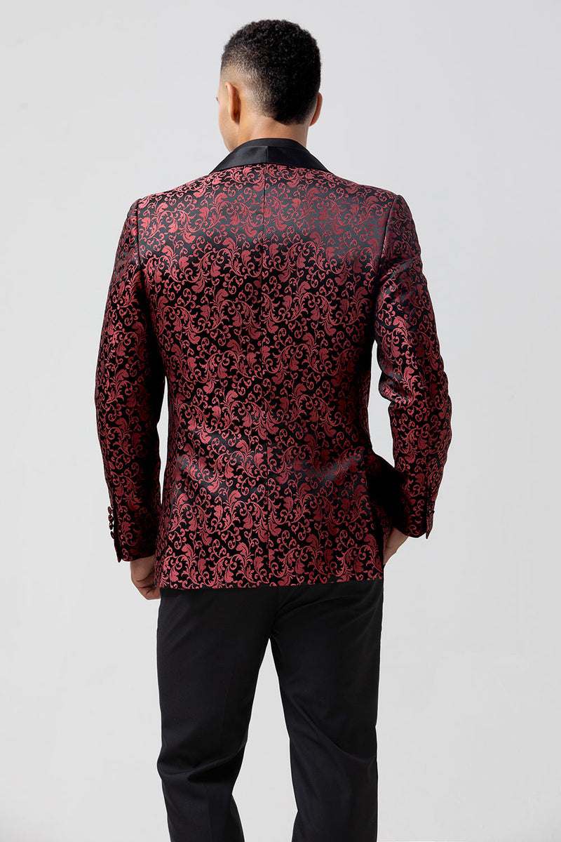 Load image into Gallery viewer, Red 2 Pieces Jacquard Shawl Lapel Men&#39;s Formal Suits