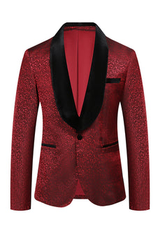 Red Jacquard 2 Piece Men's Formal Suits