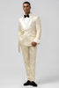 Load image into Gallery viewer, Glitter Champagne Shawl Lapel Jacquard 2 Piece Men&#39;s Prom Tuxedos with Belt