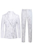 Load image into Gallery viewer, White Floral Jacquard Peak Lapel Men Prom Tuxedo