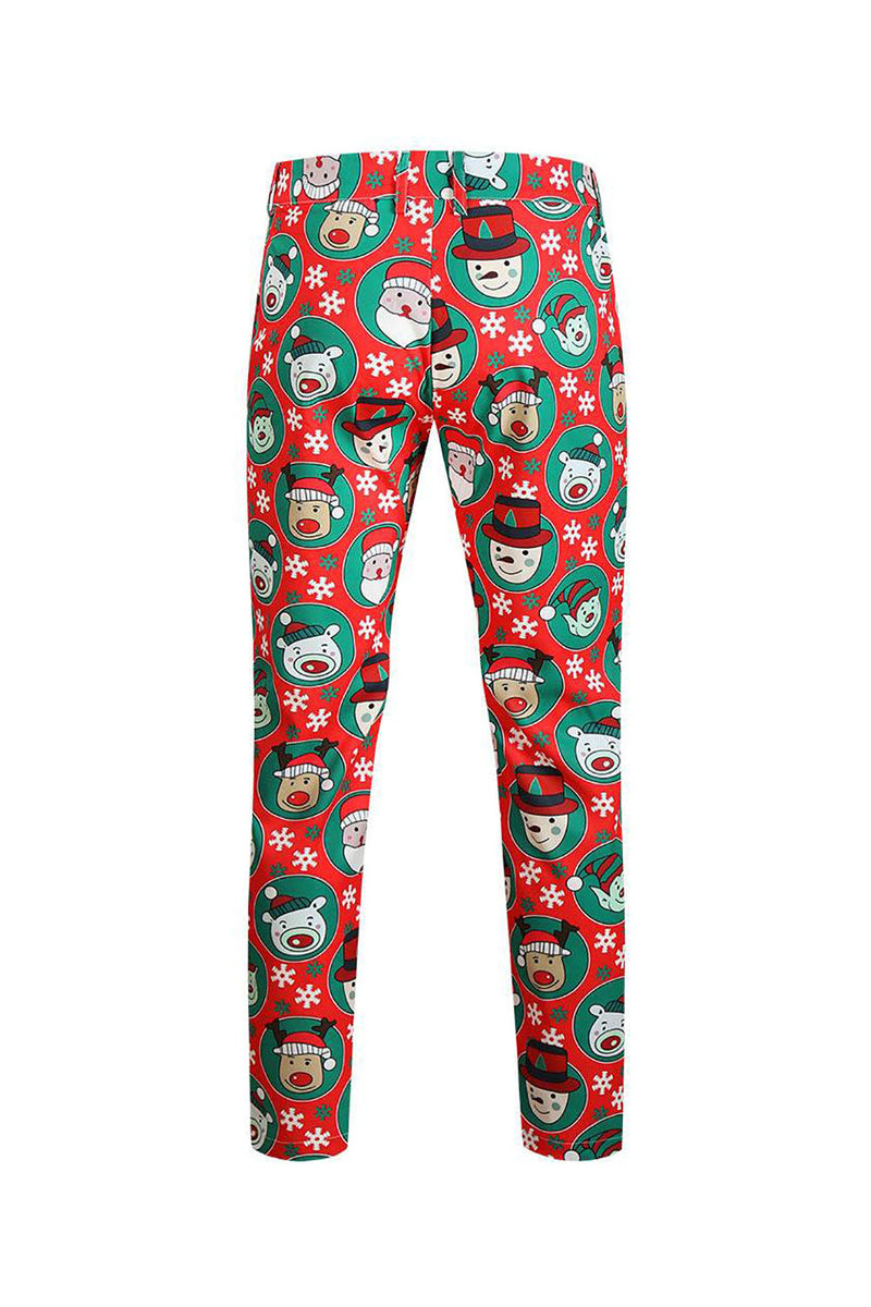 Load image into Gallery viewer, Notched Lapel One Button Santa Claus Printed Red Men&#39;s Formal Suits