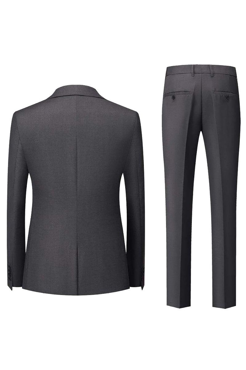 Load image into Gallery viewer, Black Grey 3 Piece Peak Lapel One Button Men&#39;s Formal Suits