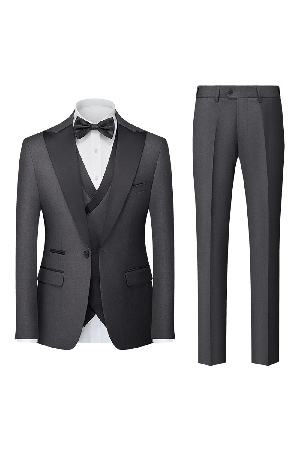 Black 3-Piece One Button Prom Tuxedos