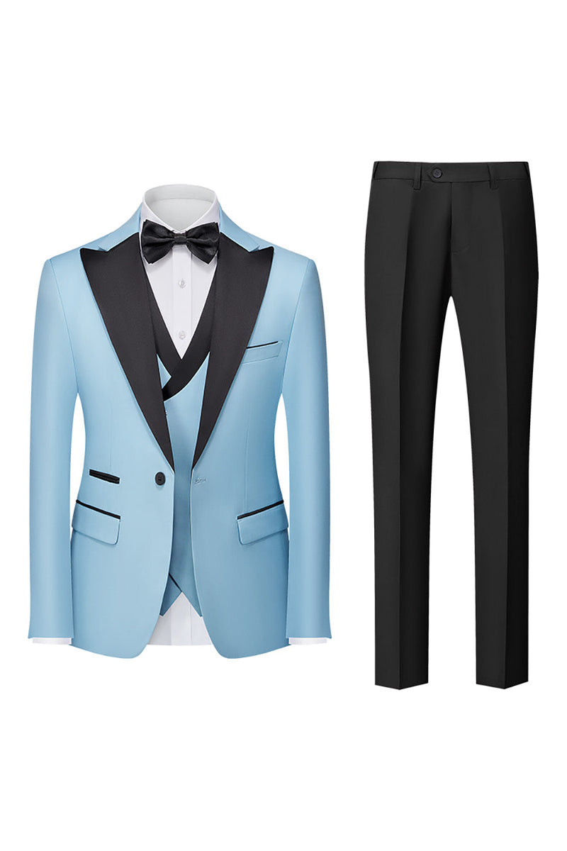 Load image into Gallery viewer, Black 3-Piece One Button Prom Tuxedos