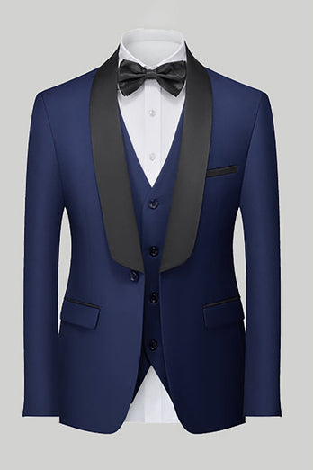 Royal Blue 3 Piece Shawl Lapel Men's Prom Tuxedo