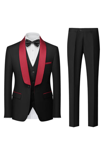 Black 3 Piece Shawl Lapel Men Formal Suits