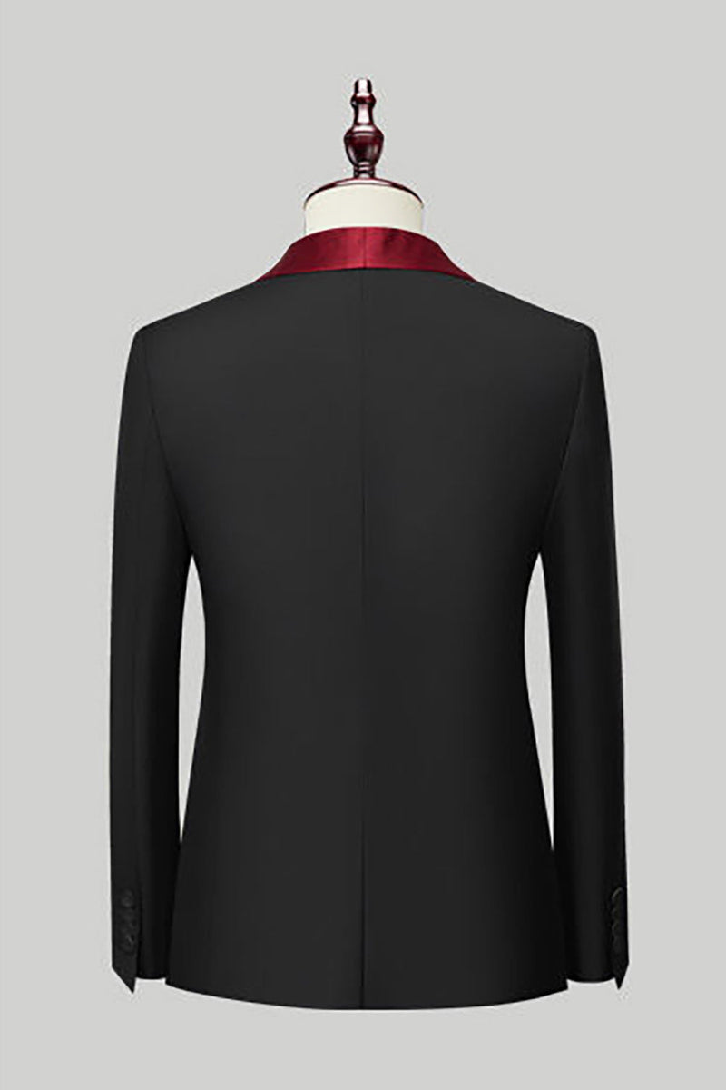 Load image into Gallery viewer, Black 3 Piece Shawl Lapel Men Formal Suits