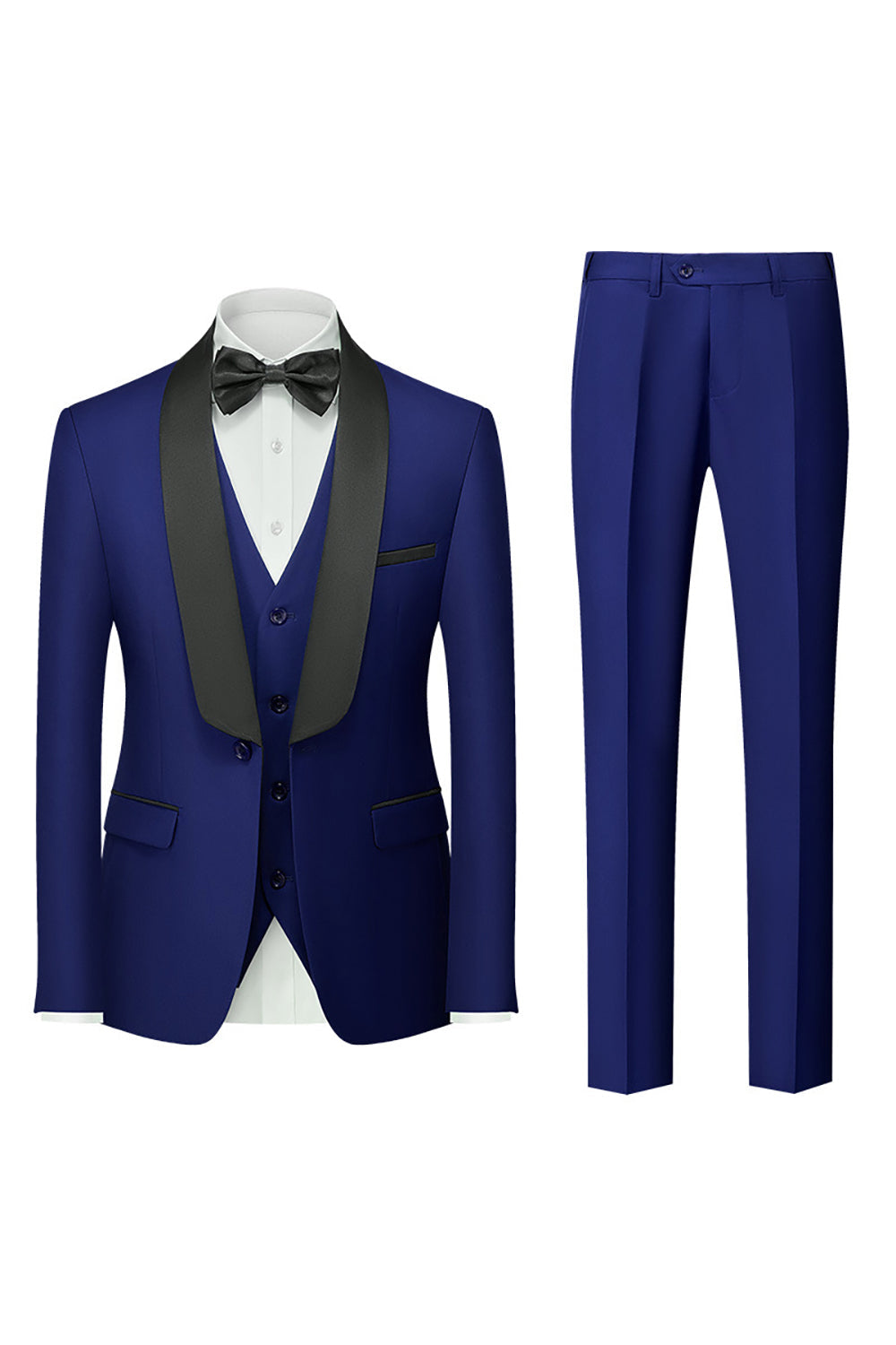 Royal Blue 3 Piece Shawl Lapel Men's Prom Tuxedo