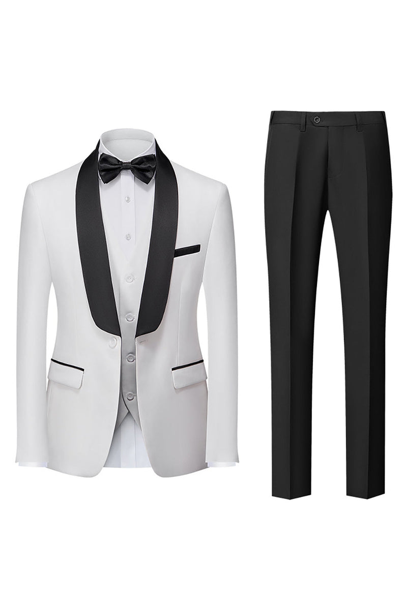 Load image into Gallery viewer, Black 3 Piece Shawl Lapel Men Formal Suits