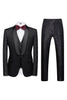 Load image into Gallery viewer, Black 3 Piece Jacquard Shawl Lapel Men&#39;s Prom Tuxedo