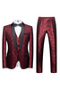 Load image into Gallery viewer, Black 3 Piece Jacquard Shawl Lapel Men&#39;s Prom Tuxedo