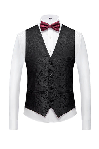 Black 3 Piece Jacquard Shawl Lapel Men's Prom Tuxedo