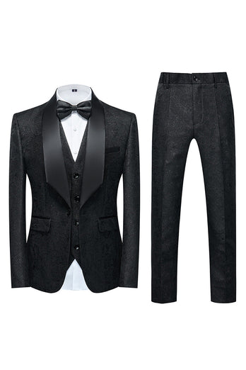 Light Blue Lapel Jacquard 3 Piece Men's Prom Tuxedo