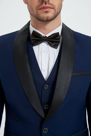 Shawl Lapel Three-Pieces Black Men's Suits