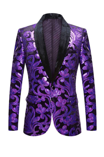 Royal Blue Sequins Men's 2 Pieces Suits