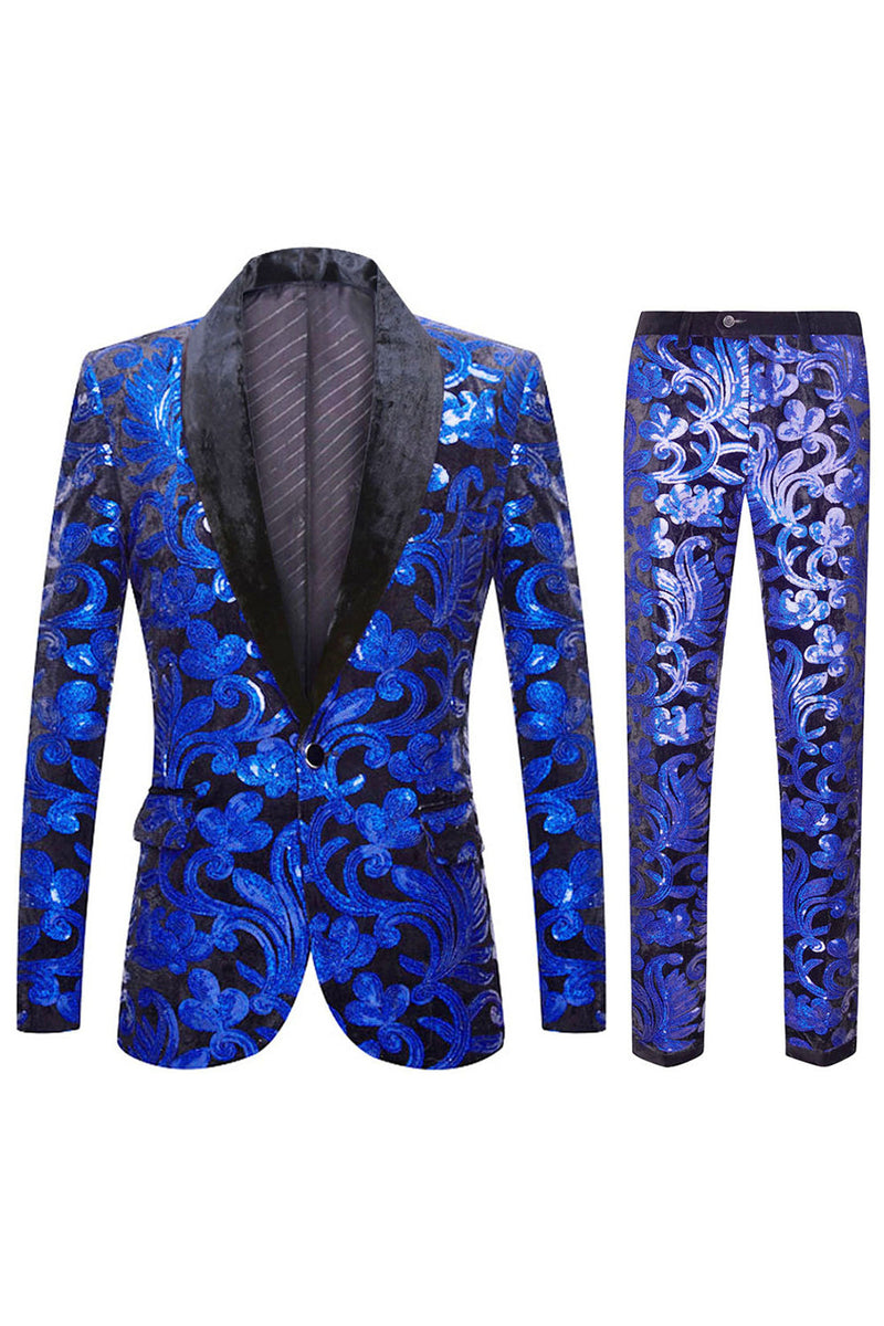 Load image into Gallery viewer, Red Sequins Floral Pattern Men&#39;s 2 Pieces Suits