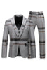 Load image into Gallery viewer, Grey Stripe Notched Lapel Men&#39;s 3 Pieces Formal Suits