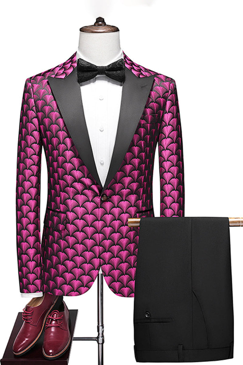 Load image into Gallery viewer, Burgundy Jacquard Notched Lapel 2 Piece Men&#39;s Formal Suits