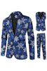 Load image into Gallery viewer, Blue Snowflake Printed 3 Piece Men&#39;s Christmas Prom Tuxedos