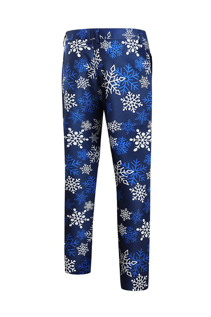 Load image into Gallery viewer, Blue Snowflake Printed 3 Piece Men&#39;s Christmas Prom Tuxedos