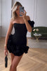 Load image into Gallery viewer, Black Tight One Shoulder Ruffled Short Formal Dress