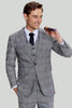 Load image into Gallery viewer, Grey Plaid Wide Peak Lapel 3 Piece Single Breasted Men&#39;s Formal Suits