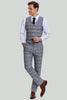 Load image into Gallery viewer, Grey Plaid Wide Peak Lapel 3 Piece Single Breasted Men&#39;s Formal Suits