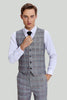 Load image into Gallery viewer, Grey Plaid Wide Peak Lapel 3 Piece Single Breasted Men&#39;s Formal Suits