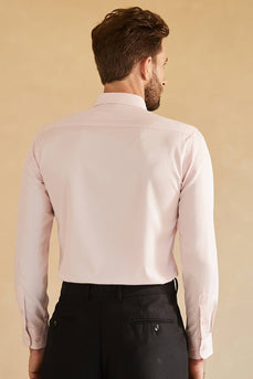 Long Sleeves Pink Solid Suit Shirt