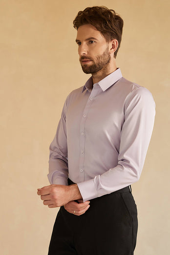 Long Sleeves Purple Solid Suit Shirt