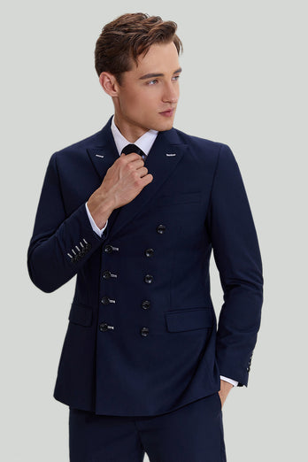 Navy 2 Piece Double Breasted Men's Formal Suit