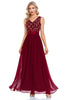 Load image into Gallery viewer, Sparkly V-Neck Burgundy Long Formal Dress