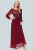 Load image into Gallery viewer, Sparkly V-Neck Sequins Burgundy Long Formal Dress with Sleeves