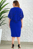 Load image into Gallery viewer, Plus Size Royal Blue Mother of The Bride Dress with Cape