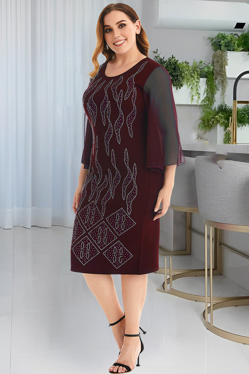 Load image into Gallery viewer, Plus Size Navy Mother of The Bride Dress with Beading