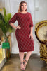 Load image into Gallery viewer, Plus Size Round Neck Purple Mother of The Bride Dress with Sleeves