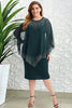 Load image into Gallery viewer, Plus Size Round Neck Navy Mother of The Bride Dress with Cape